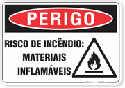 Placa Perigo Risco De Incêndio Materiais Inflamáveis