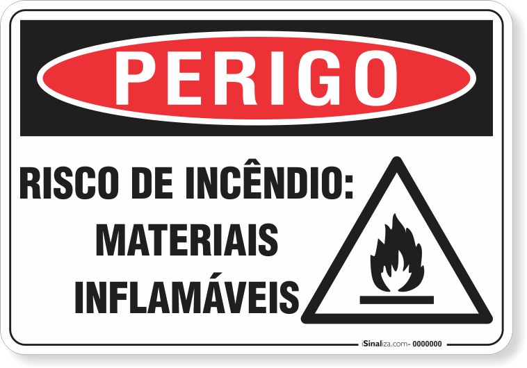 Placa Perigo Risco De Incêndio Materiais Inflamáveis