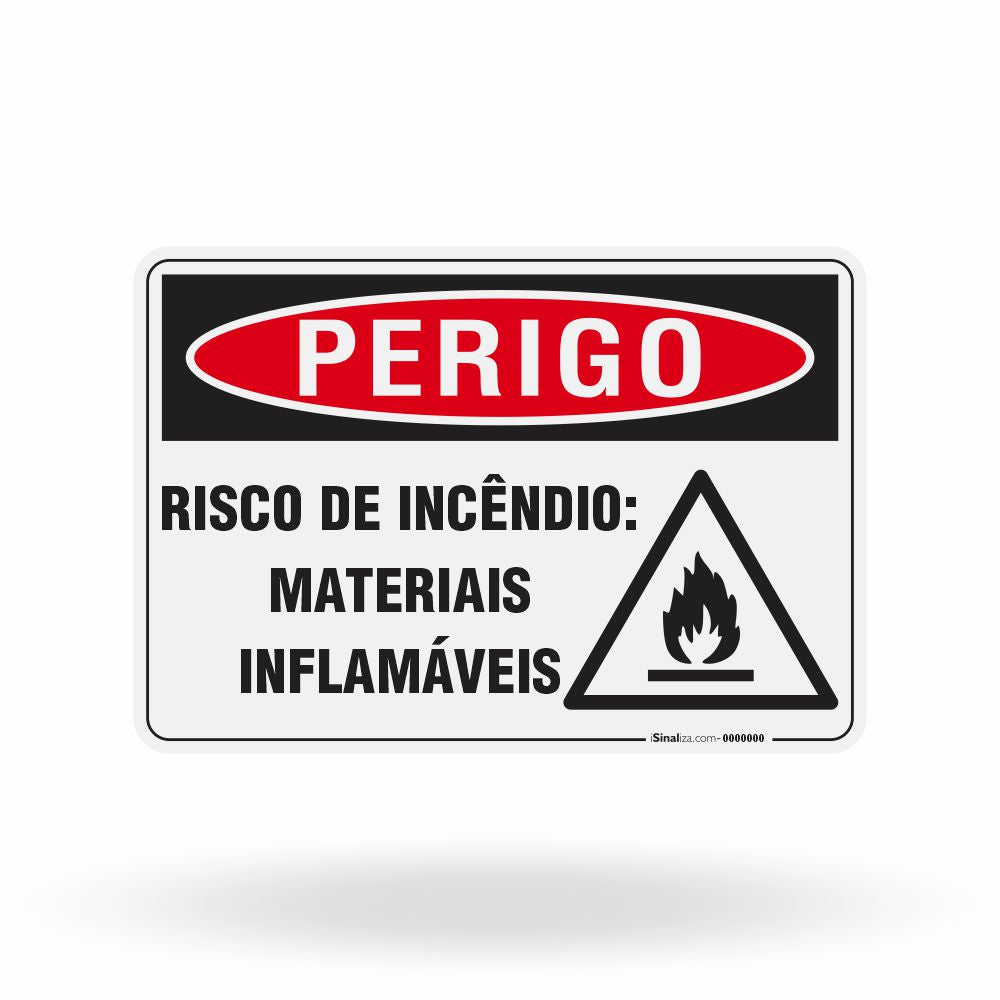 Placa Perigo - Risco de Incêndio Materiais Inflamáveis
