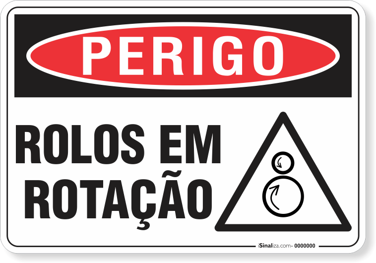 Placa Perigo Rolos Em Rotação