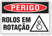 Placa Perigo Rolos Em Rotação