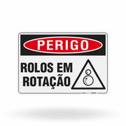 Placa Perigo - Rolos em Rotação