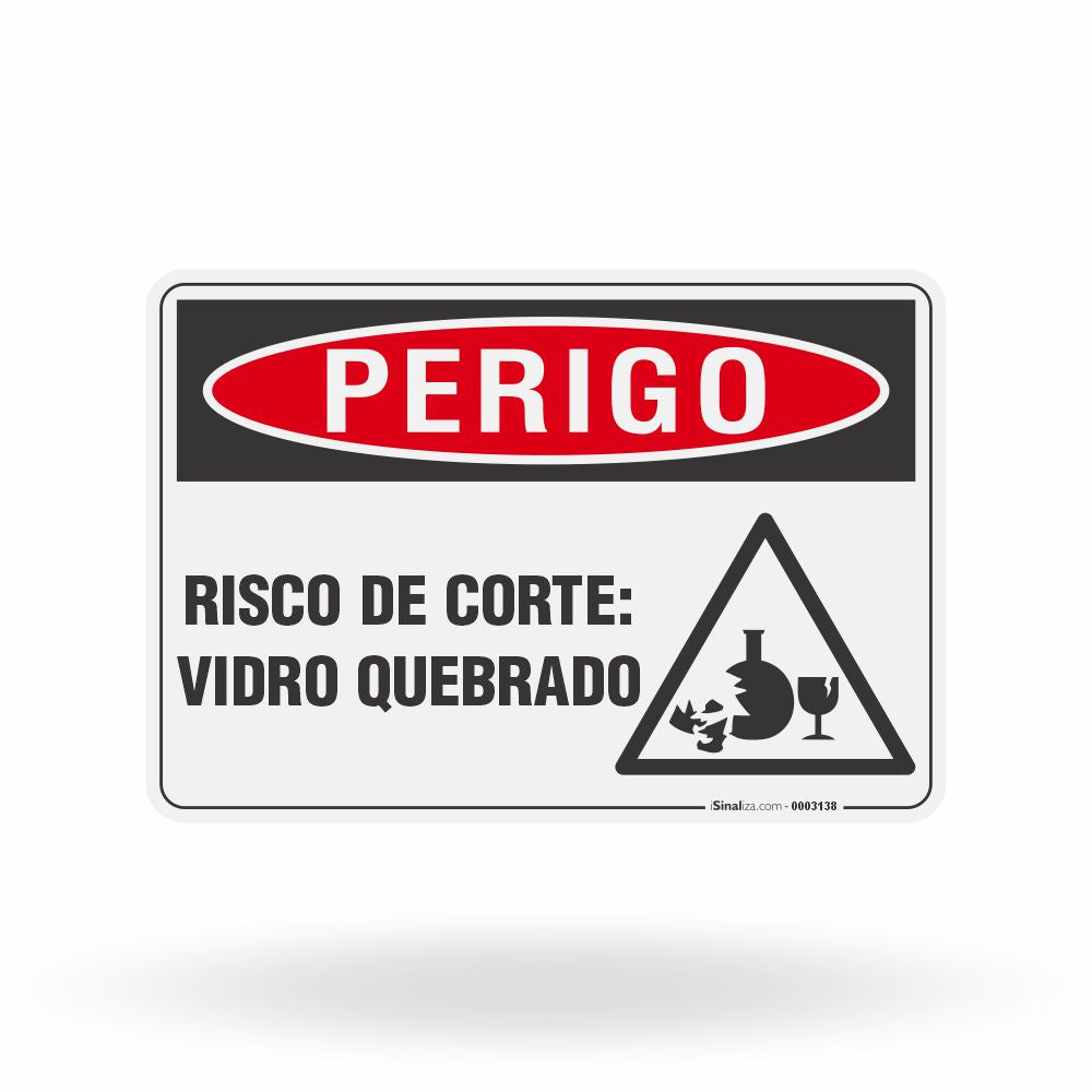 Placa Perigo - Risco de Corte Vidro Quebrado