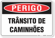 Placa Perigo Trânsito De Caminhões