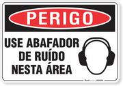 Placa Perigo Use Abafador De Ruído Nesta Área