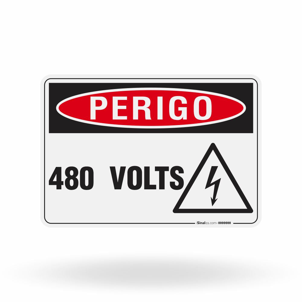 Placa Perigo - 480 Volts