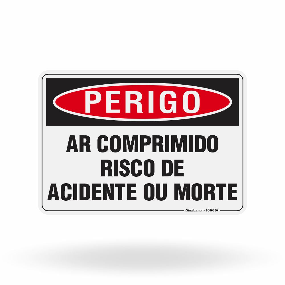 Placa Perigo - Ar Comprimido Risco de Acidente ou Morte