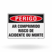 Placa Perigo - Ar Comprimido Risco de Acidente ou Morte