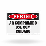 Placa Perigo - Ar Comprimido Use com Cuidado