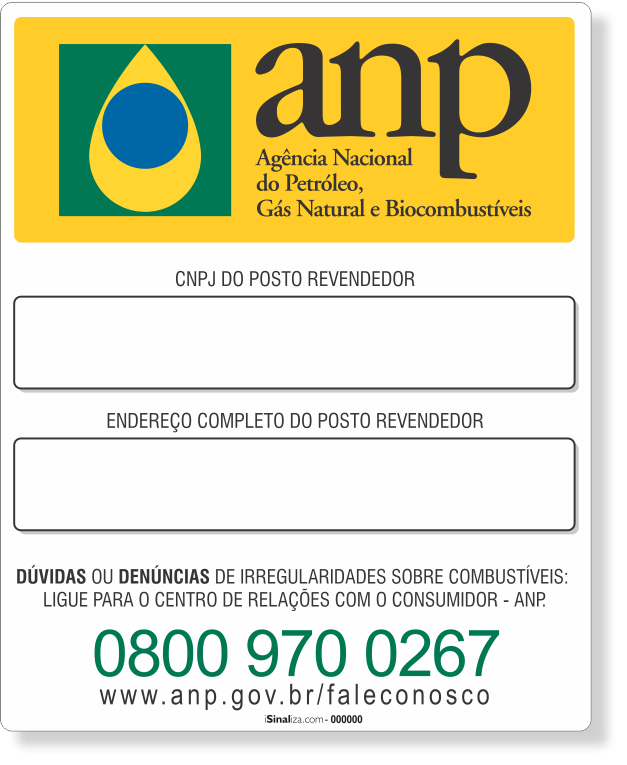 Adesivo ANP CNPJ e Endereço – Personalizado 15x20 (Adesivo Industrial)
