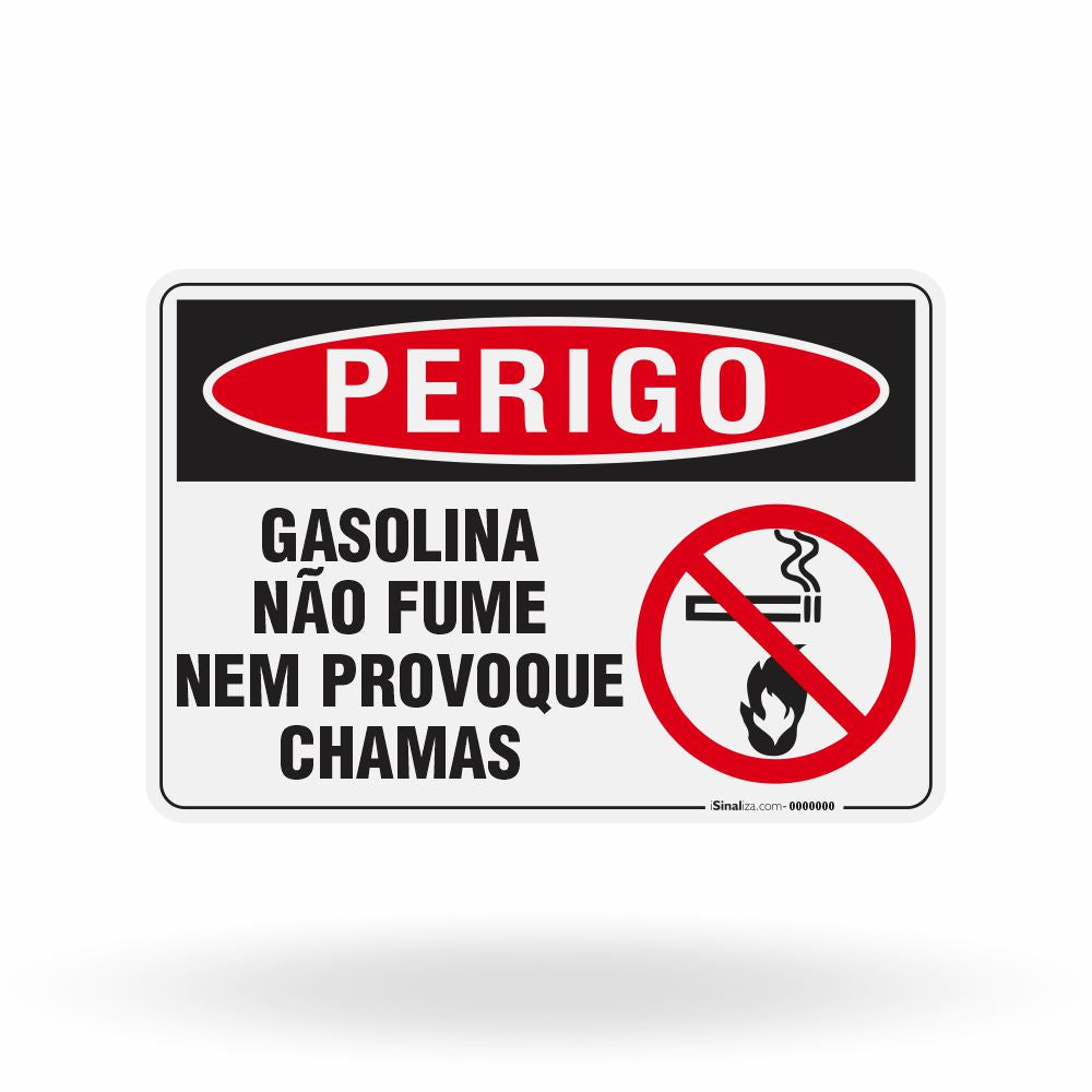 Placa Perigo - Gasolina Não Fume Nem Provoque Chamas