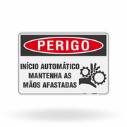 Placa Perigo - Início Automático Mantenha as Mãos Afastadas