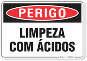 Placa Perigo Limpeza Com Ácidos