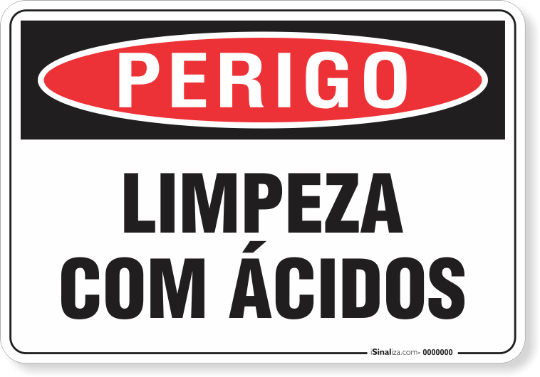Placa Perigo Limpeza Com Ácidos