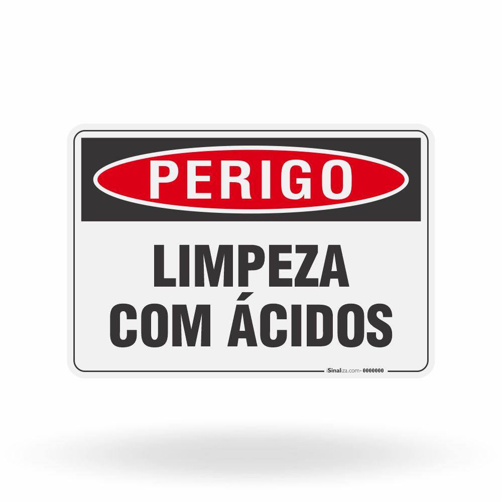 Placa Perigo - Limpeza com Ácidos