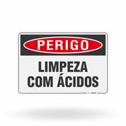 Placa Perigo - Limpeza com Ácidos