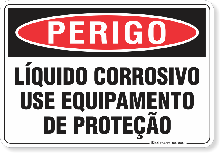 Placa Perigo Líquido Corrosivo Use Equipamento De Proteção