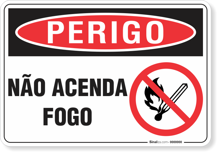 Placa Perigo Não Acenda Fogo