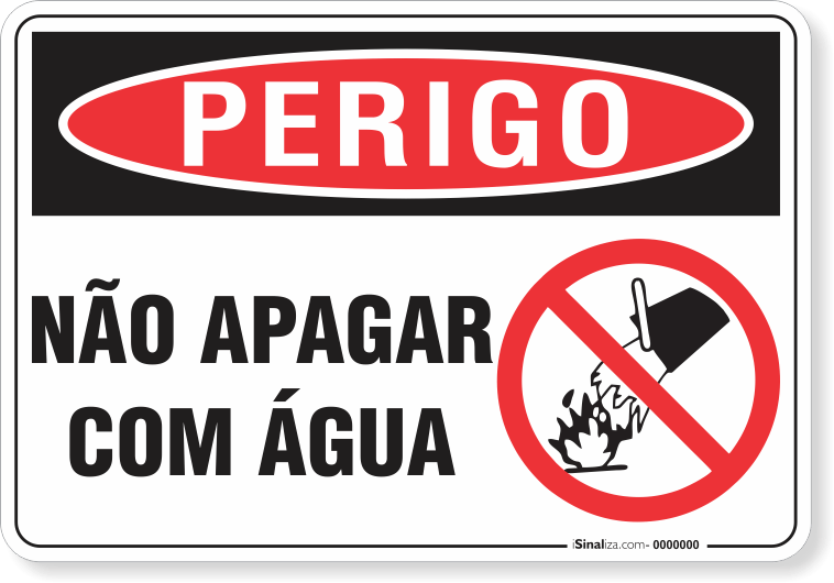 Placa Perigo Não Apagar Com Água