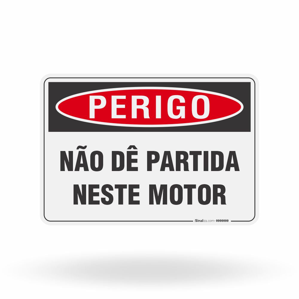 Placa Perigo - Não dê Partida Neste Motor