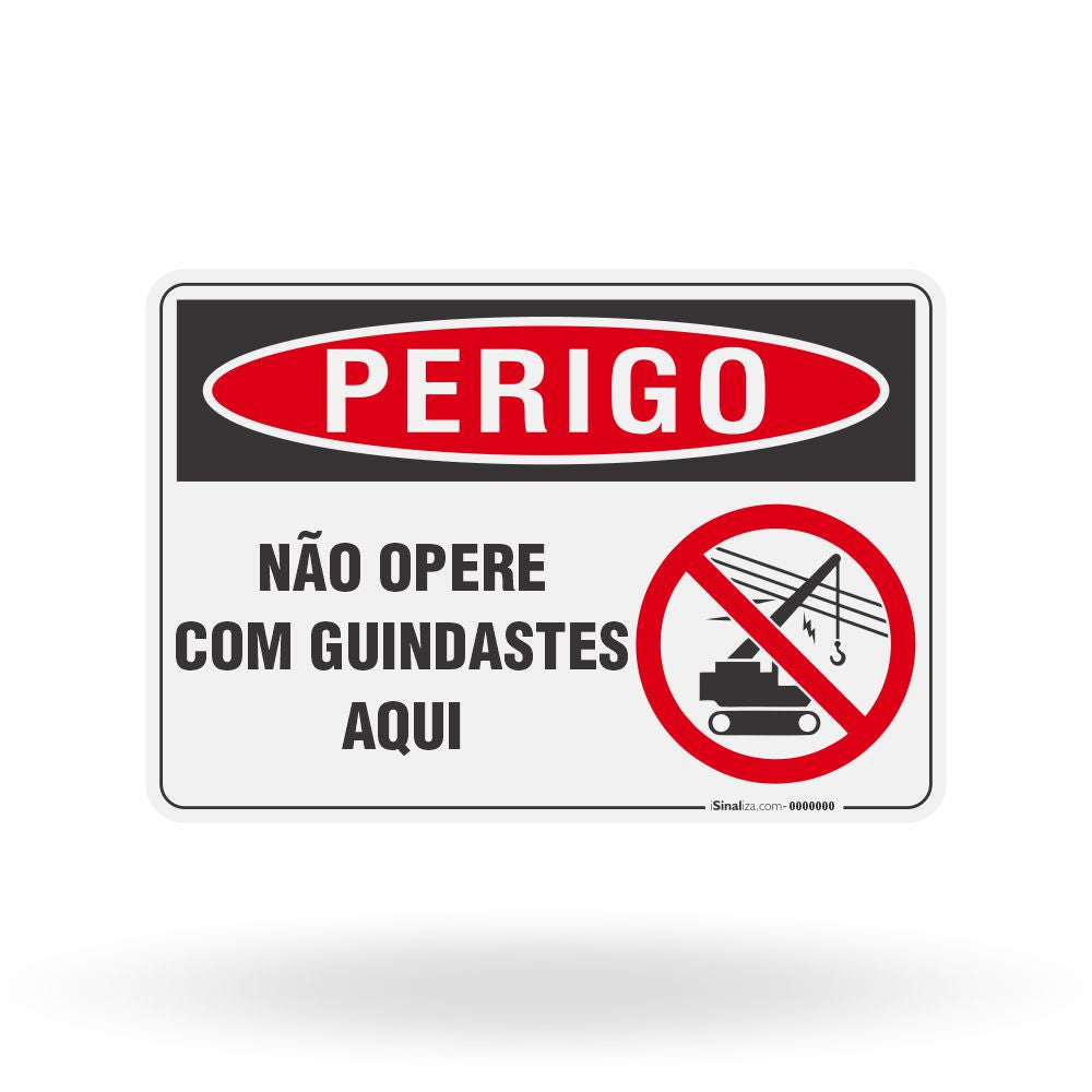 Placa Perigo - Não Opere com Guindastes Aqui