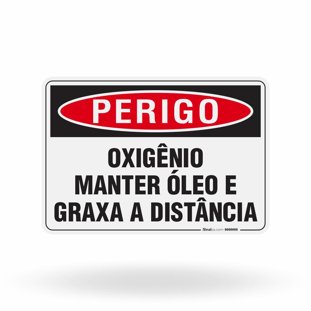 Placa Perigo - Oxigênio Manter Óleo e Graxa a Distância