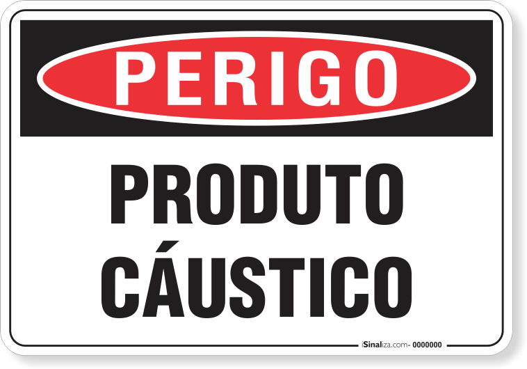 Placa Perigo Produto Cáustico