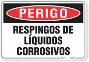 Placa Perigo Respingos De Líquidos Corrosivos