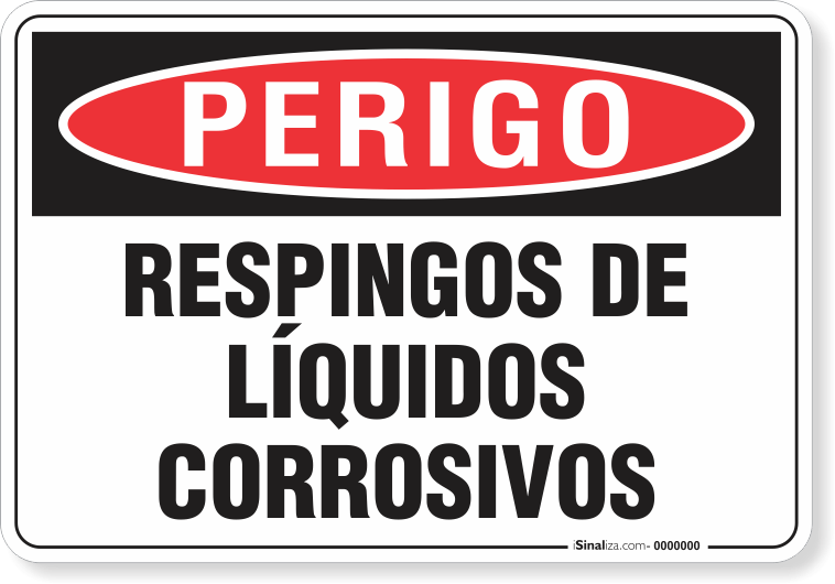 Placa Perigo Respingos De Líquidos Corrosivos
