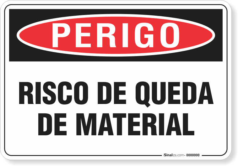 Placa Perigo Risco De Queda De Material