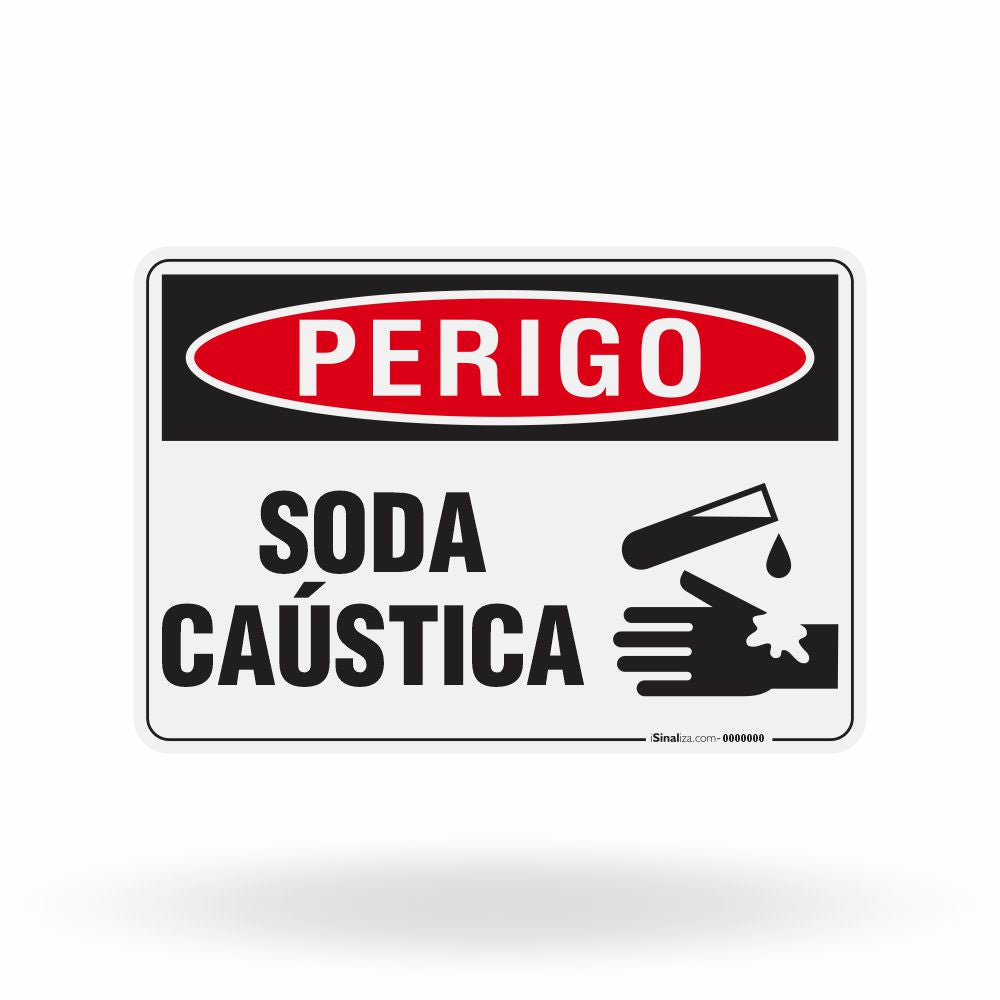 Placa Perigo - Soda Cáustica