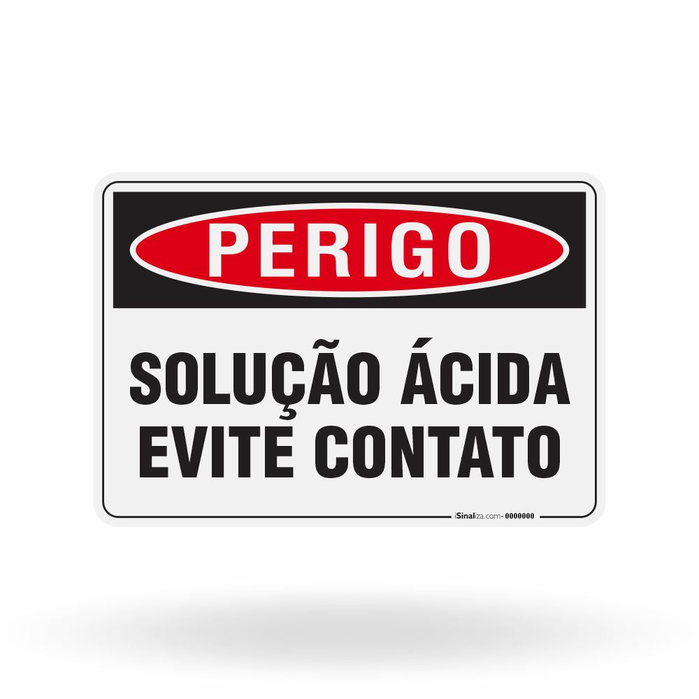 Placa Perigo - Solução Ácida Evite Contato