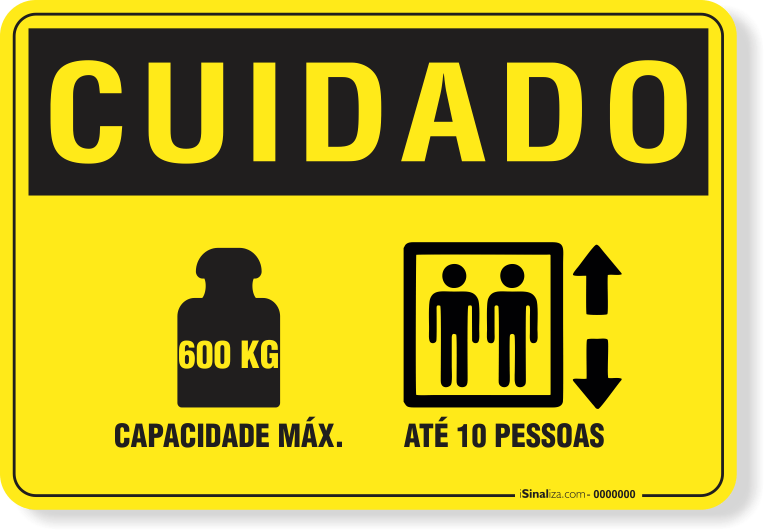 Placa Cuidado Capacidade Máxima Até 10 Pessoas