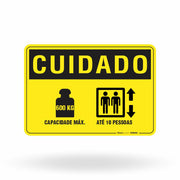 Placa Cuidado - Capacidade Máxima Até 10 Pessoas