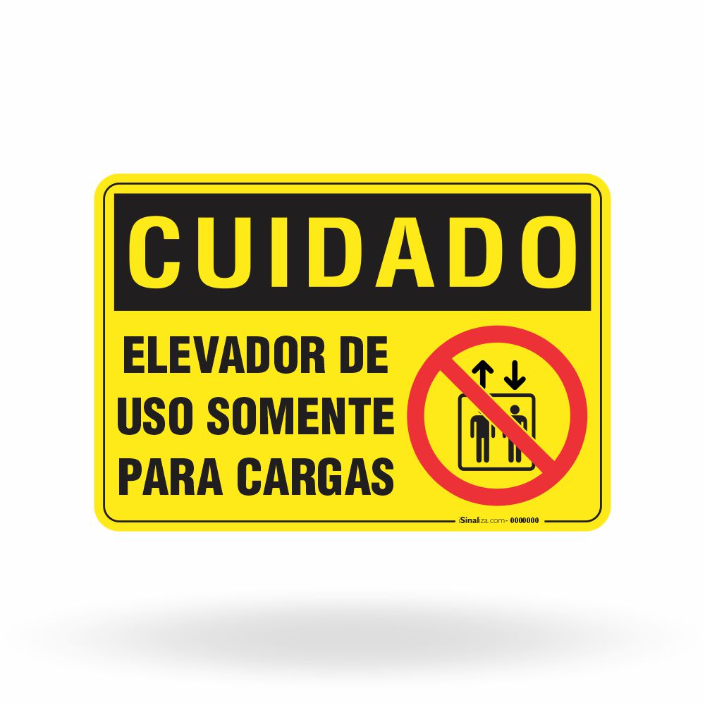 Placa Cuidado - Elevador de Uso Somente para Cargas