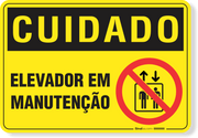 Placa Cuidado  Elevador Em Manutenção S2