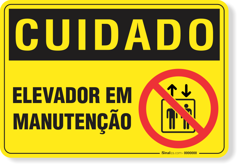 Placa Cuidado  Elevador Em Manutenção S2