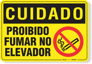 Placa Cuidado  Proibido Fumar Neste Elevador