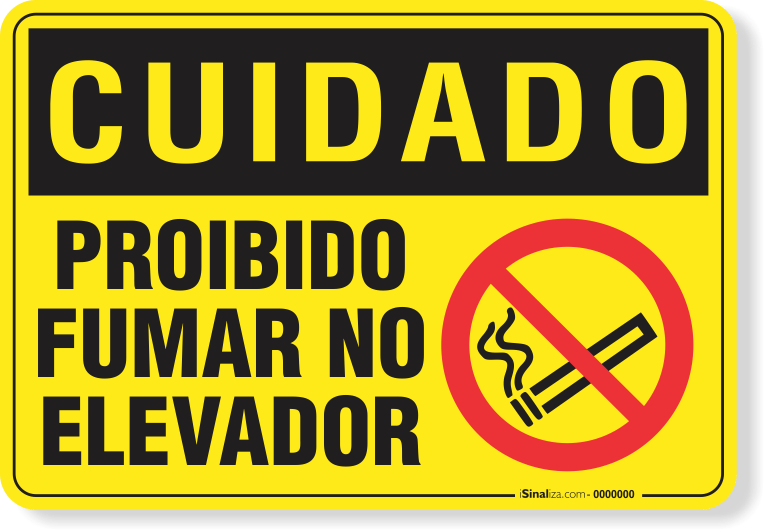 Placa Cuidado  Proibido Fumar Neste Elevador