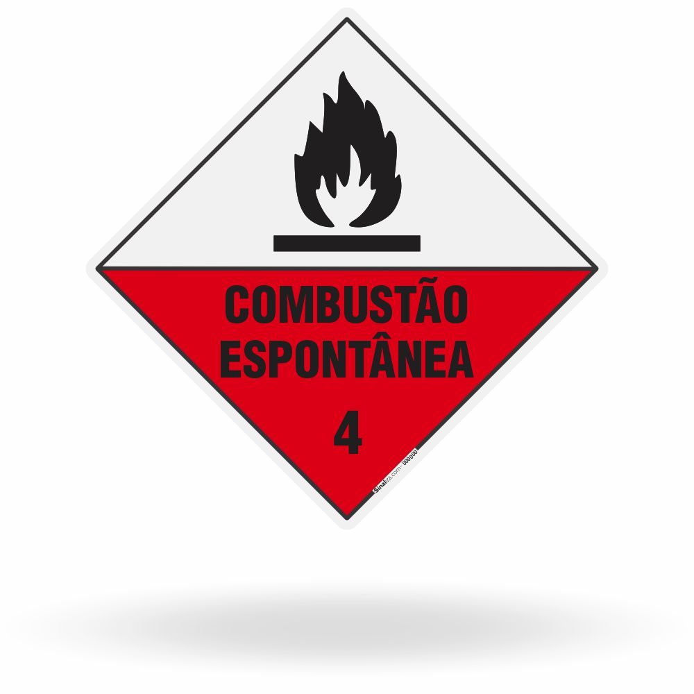 Placa de Sinalização de Risco "Combustão Espontânea - Classe 4" NBR 7500