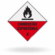 Placa de Sinalização de Risco "Combustão Espontânea - Classe 4" NBR 7500