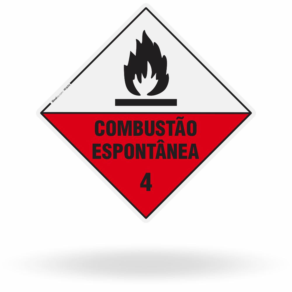 Placa Rótulo de Risco - Classe 4 - Combustão Espontânea - 30x30 cm