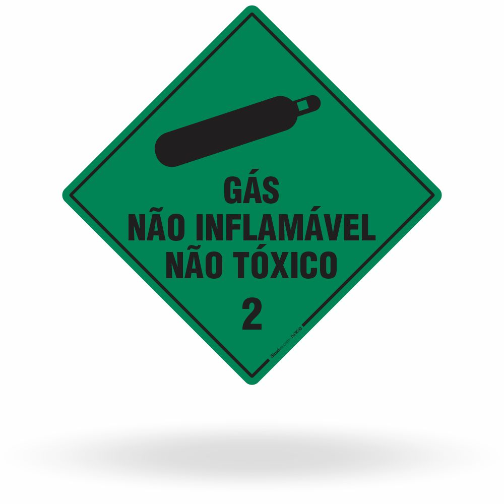 Placa Rótulo de Risco - Classe 2 - Gás Não Inflamável Não Tóxico - 30x30 cm