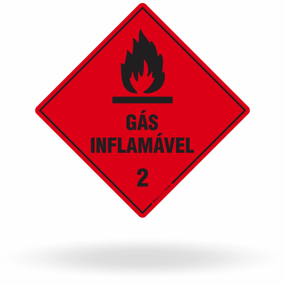 Placa Rótulo de Risco - Classe 2 - Gás Inflamável - 30x30 cm