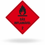 Placa Rótulo de Risco - Classe 2 - Gás Inflamável - 30x30 cm