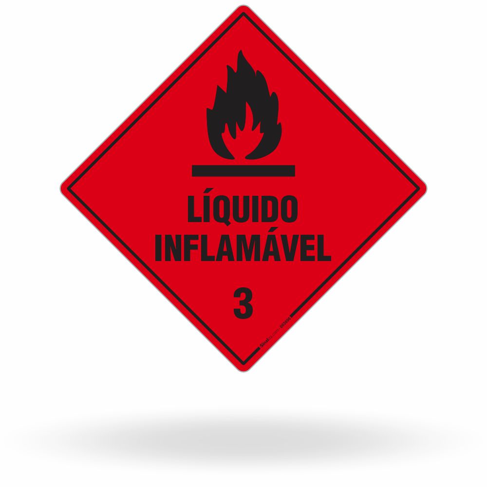 Placa de Sinalização de Risco "Líquido Inflamável - Classe 3" NBR 7500