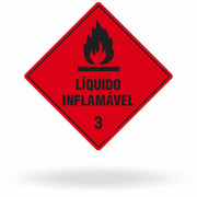 Placa de Sinalização de Risco "Líquido Inflamável - Classe 3" NBR 7500