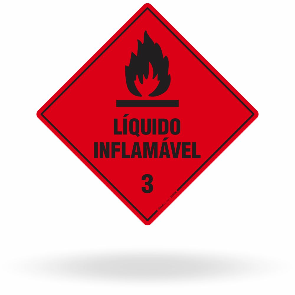 Placa Rótulo de Risco - Classe 3 - Líquido Inflamável - 30x30 cm