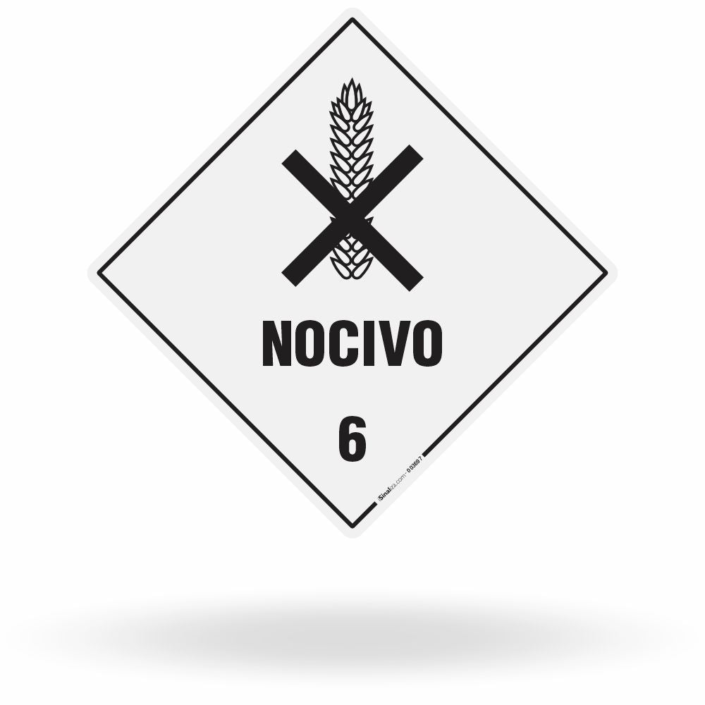 Placa Rótulo de Risco - Classe 6 - Nocivo - 30x30 cm