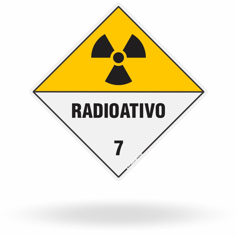 Placa de Sinalização de Risco "Material Radioativo - Classe 7" NBR 7500
